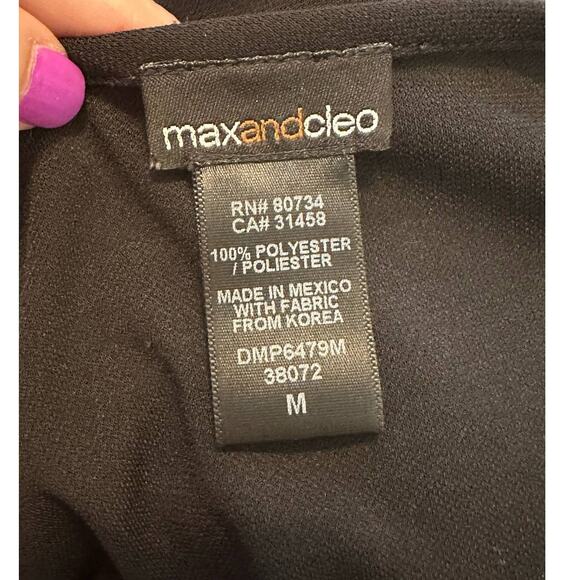 Max & Cleo black v neck long sleeves midi dress size Medium - Picture 3 of 11